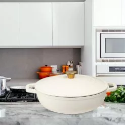 5 qt. Durable Cast Iron Low Pot Dutch Oven in Cream by Lexi Home -Cookware Sales Shop cream dutch ovens lb5441 31 1000