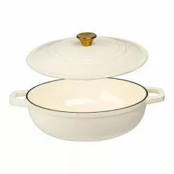 5 qt. Durable Cast Iron Low Pot Dutch Oven in Cream by Lexi Home -Cookware Sales Shop cream dutch ovens lb5441 4f 1000