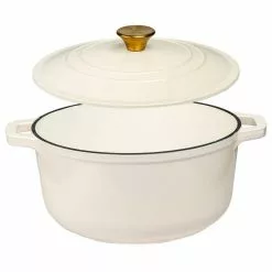 6 qt. Durable Cast Iron Dutch Oven Casserole Pot in Cream Enamel by Lexi Home 10 6 qt. Durable Cast Iron Dutch Oven Casserole Pot in Cream Enamel by Lexi Home -Cookware Sales Shop cream dutch ovens lb5443 4f 1000