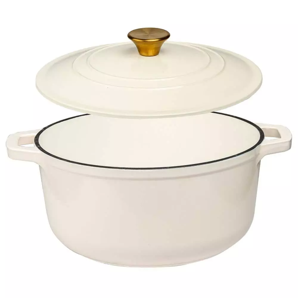 6 qt. Durable Cast Iron Dutch Oven Casserole Pot in Cream Enamel by Lexi Home 5 6 qt. Durable Cast Iron Dutch Oven Casserole Pot in Cream Enamel by Lexi Home - Image 3