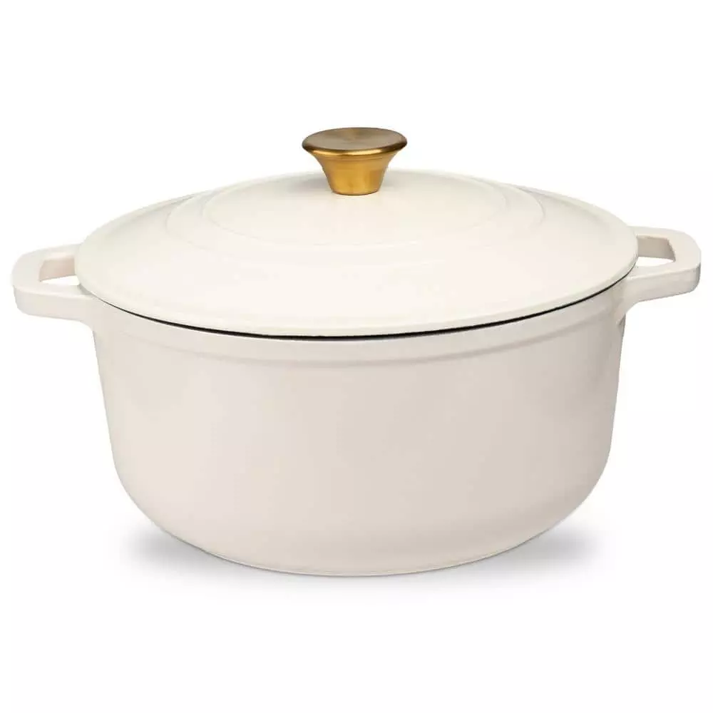 6 qt. Durable Cast Iron Dutch Oven Casserole Pot in Cream Enamel by Lexi Home 3 6 qt. Durable Cast Iron Dutch Oven Casserole Pot in Cream Enamel by Lexi Home