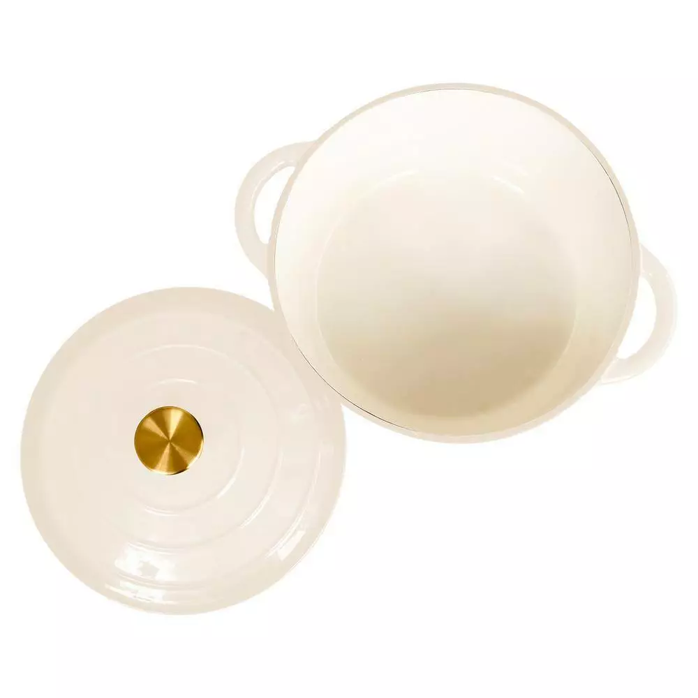 6 qt. Durable Cast Iron Dutch Oven Casserole Pot in Cream Enamel by Lexi Home 4 6 qt. Durable Cast Iron Dutch Oven Casserole Pot in Cream Enamel by Lexi Home - Image 2