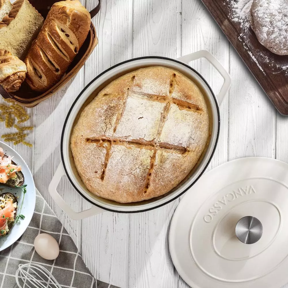 6 qt. Oval Cast Iron Nonstick Dutch Oven in Cream with Lid by vancasso 10 6 qt. Oval Cast Iron Nonstick Dutch Oven in Cream with Lid by vancasso - Image 8