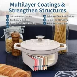 4 qt. Round Cast Iron Dutch Oven in Cream with Lid by vancasso -Cookware Sales Shop cream vancasso dutch ovens vs ztr 24 cw 1f 1000