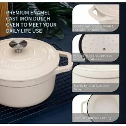 4 qt. Round Cast Iron Dutch Oven in Cream with Lid by vancasso -Cookware Sales Shop cream vancasso dutch ovens vs ztr 24 cw 44 1000