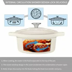 4 qt. Round Cast Iron Dutch Oven in Cream with Lid by vancasso -Cookware Sales Shop cream vancasso dutch ovens vs ztr 24 cw 4f 1000