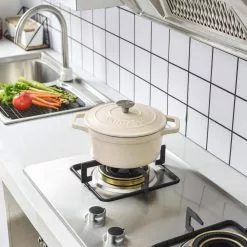 4 qt. Round Cast Iron Dutch Oven in Cream with Lid by vancasso -Cookware Sales Shop cream vancasso dutch ovens vs ztr 24 cw fa 1000