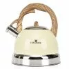 12 Cups Creamy White Stainless Steel Whistling Tea Kettle Teapot with Ergonomic Wood Rubber Touching Handle by Creative Home -Cookware Sales Shop creamy white creative home tea kettles 11286 64 1000