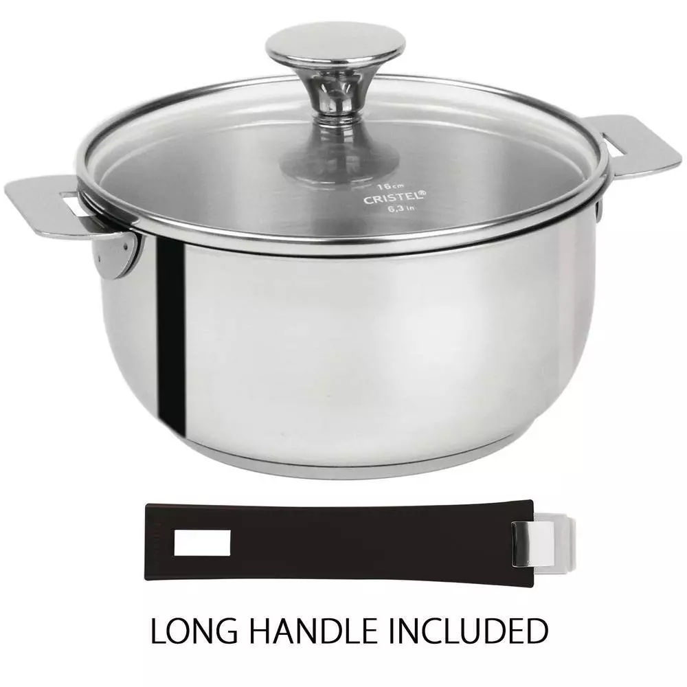 Tulipe 1 qt. Stainless Steel Sauce Pan with Glass Lid by Cristel 4 Tulipe 1 qt. Stainless Steel Sauce Pan with Glass Lid by Cristel - Image 2