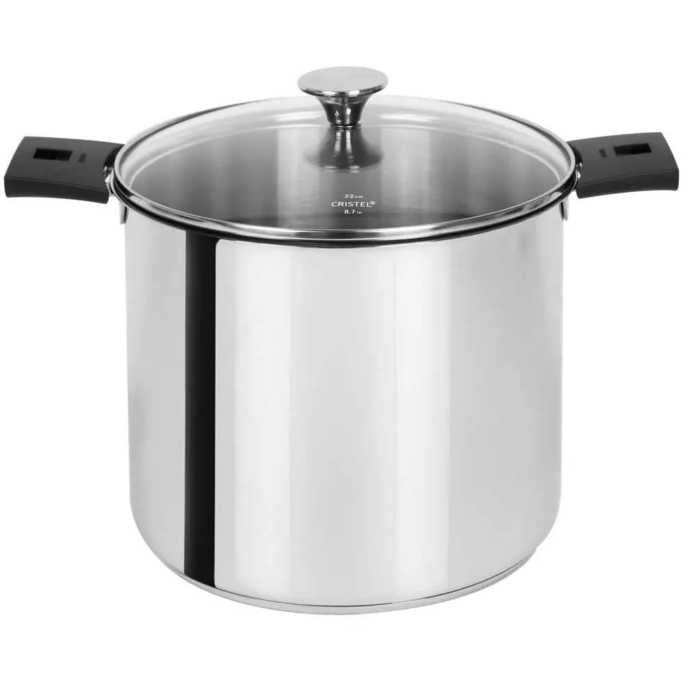 Tulipe 7.5 qt. Stainless Steel Stock Pot with Glass Lid by Cristel 3 Tulipe 7.5 qt. Stainless Steel Stock Pot with Glass Lid by Cristel