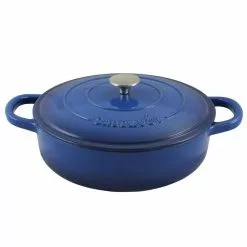 Artisan 5 qt. Round Enameled Cast Iron Braiser Pan with Self Basting Lid in Blue by Crock-Pot