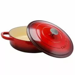 Artisan 5 qt. Round Enameled Cast Iron Braiser Pan with Self Basting Lid in Red by Crock-Pot -Cookware Sales Shop crock pot braisers 985100771m 44 1000