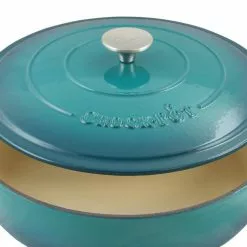 Artisan 5 qt. Round Enameled Cast Iron Braiser Pan with Self Basting Lid in Teal by Crock-Pot -Cookware Sales Shop crock pot braisers 985100773m 4f 1000