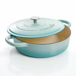 Artisan 5 qt. Round Enameled Cast Iron Braiser Pan with Self Basting Lid in Aqua Blue by Crock-Pot 12 Artisan 5 qt. Round Enameled Cast Iron Braiser Pan with Self Basting Lid in Aqua Blue by Crock-Pot -Cookware Sales Shop crock pot braisers 985113987m 4f 1000