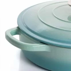 Artisan 5 qt. Round Enameled Cast Iron Braiser Pan with Self Basting Lid in Aqua Blue by Crock-Pot 15 Artisan 5 qt. Round Enameled Cast Iron Braiser Pan with Self Basting Lid in Aqua Blue by Crock-Pot -Cookware Sales Shop crock pot braisers 985113987m fa 1000