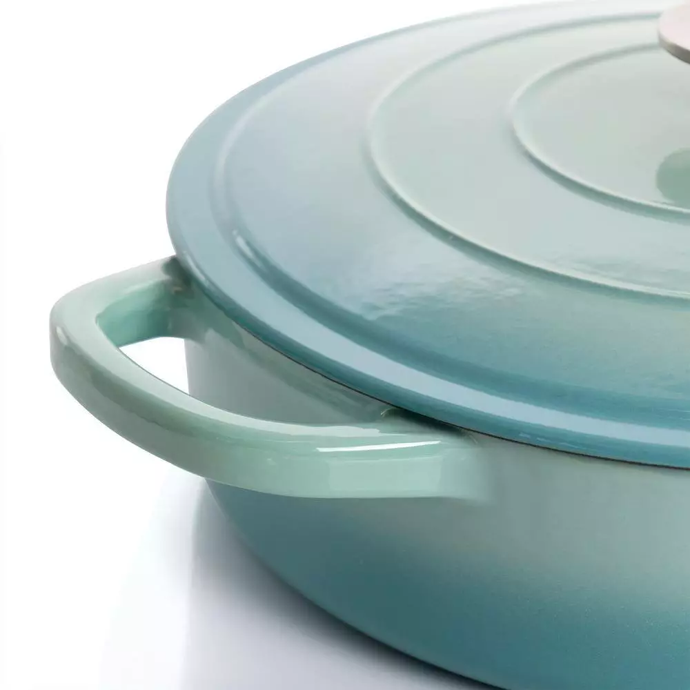 Artisan 5 qt. Round Enameled Cast Iron Braiser Pan with Self Basting Lid in Aqua Blue by Crock-Pot 8 Artisan 5 qt. Round Enameled Cast Iron Braiser Pan with Self Basting Lid in Aqua Blue by Crock-Pot - Image 6