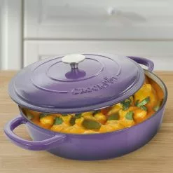 Artisan 5 qt. Round Enameled Cast Iron Braiser Pan with Self Basting Lid in Lavender by Crock-Pot -Cookware Sales Shop crock pot braisers 985114730m 31 1000