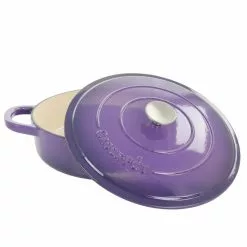Artisan 5 qt. Round Enameled Cast Iron Braiser Pan with Self Basting Lid in Lavender by Crock-Pot