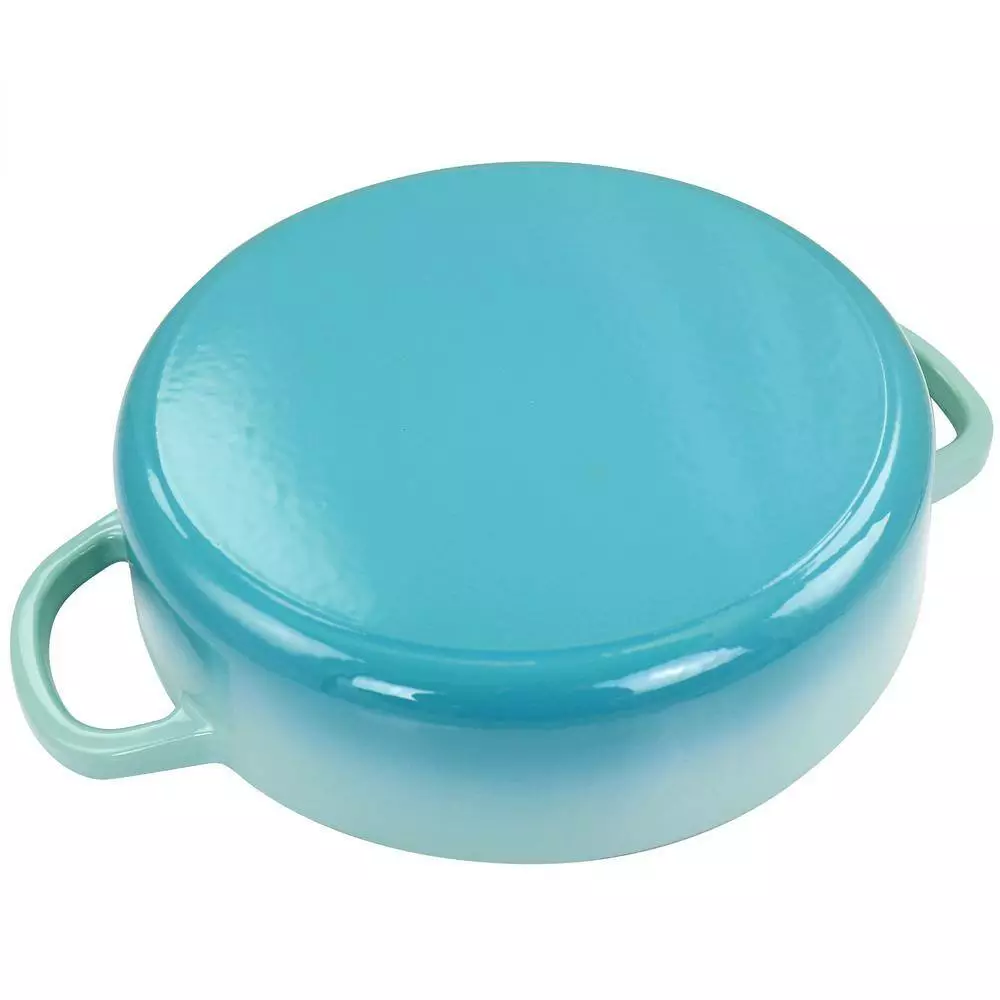 Artisan 5 qt. Gradient Aqua Blue Enameled Cast Iron Round Braiser Pan with Lid by Crock-Pot 6 Artisan 5 qt. Gradient Aqua Blue Enameled Cast Iron Round Braiser Pan with Lid by Crock-Pot - Image 4