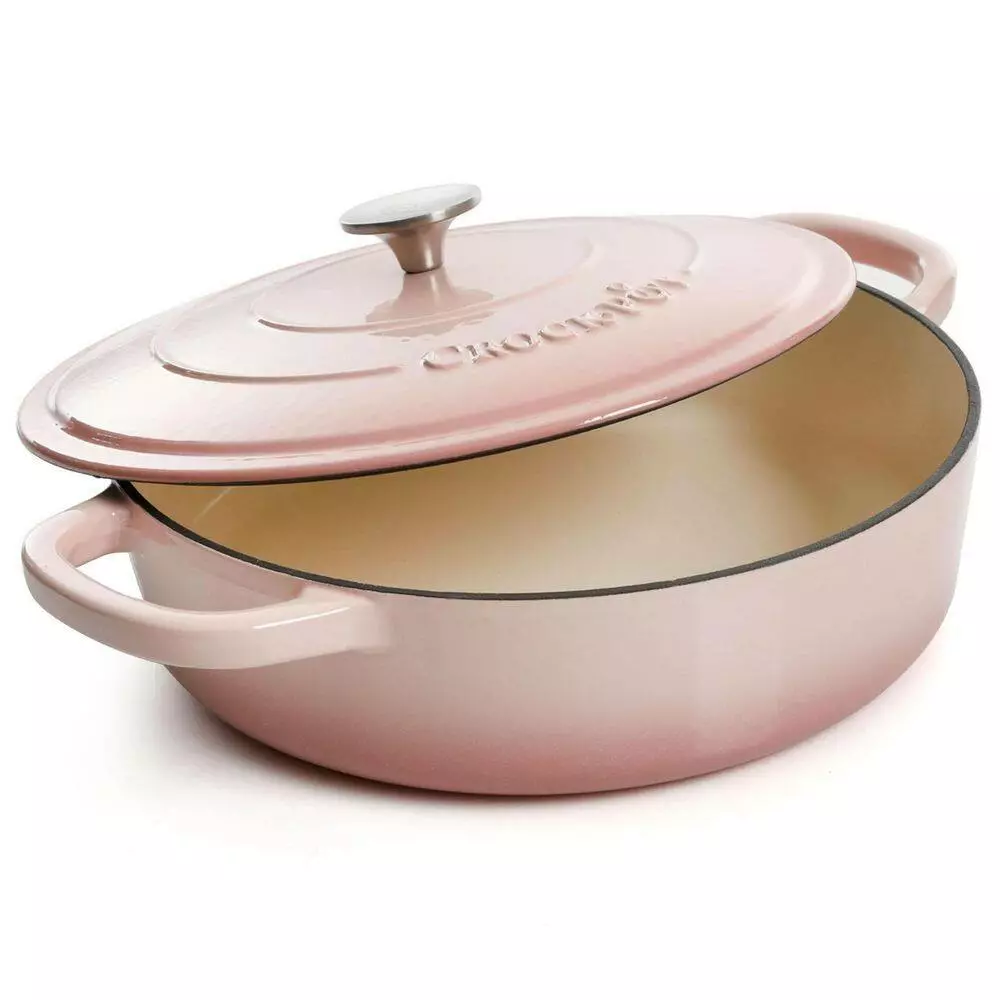 Artisan 5 qt. Blush Pink Round Enameled Cast Iron Braiser Pan with Self Basting Lid by Crock-Pot 4 Artisan 5 qt. Blush Pink Round Enameled Cast Iron Braiser Pan with Self Basting Lid by Crock-Pot - Image 2