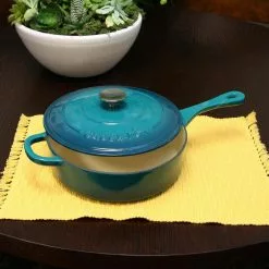 Artisan 3.5 qt. Cast Iron Nonstick Saute Pan in Teal Ombre with Lid by Crock-Pot 9 Artisan 3.5 qt. Cast Iron Nonstick Saute Pan in Teal Ombre with Lid by Crock-Pot -Cookware Sales Shop crock pot saute pans 985100778m 1f 1000