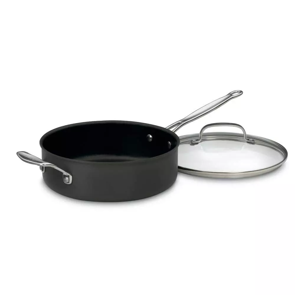 Chef's Classic 3.5 qt. Hard-Anodized Aluminum Nonstick Saute Pan in Black with Glass Lid by Cuisinart 3 Chef's Classic 3.5 qt. Hard-Anodized Aluminum Nonstick Saute Pan in Black with Glass Lid by Cuisinart