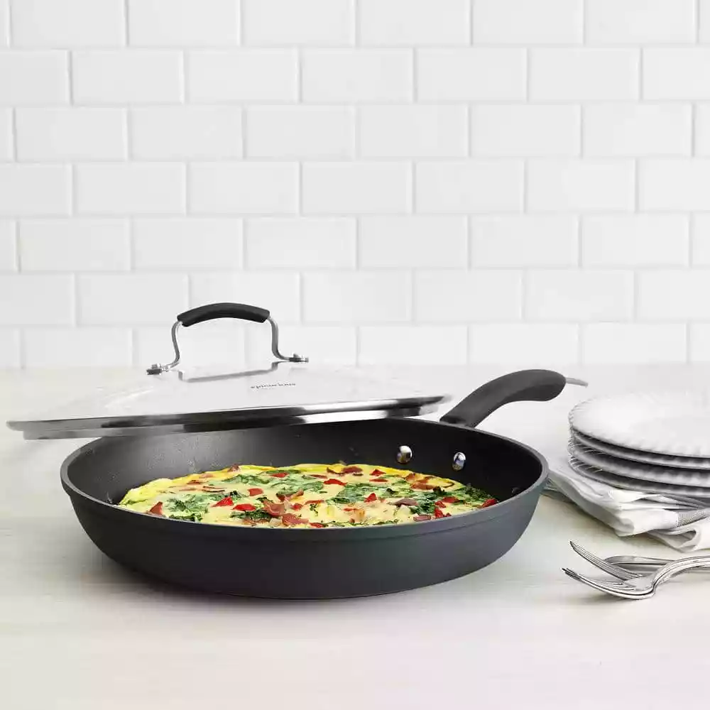 Translucent 13 in. Hard-Anodized Aluminum Nonstick Frying Pan in Dark Gray with Glass Lid by Epicurious 7 Translucent 13 in. Hard-Anodized Aluminum Nonstick Frying Pan in Dark Gray with Glass Lid by Epicurious - Image 5