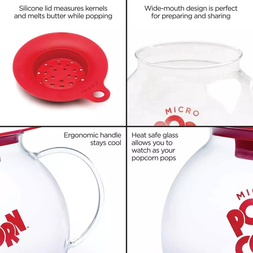 Kitchen Extras Glass Clear Microwave Popper with Silicone Measuring Lid by Ecolution 6 Kitchen Extras Glass Clear Microwave Popper with Silicone Measuring Lid by Ecolution - Image 4