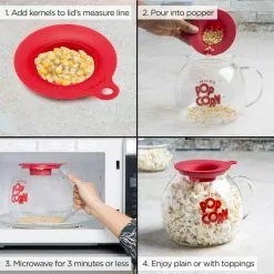 Kitchen Extras Glass Clear Microwave Popper with Silicone Measuring Lid by Ecolution 13 Kitchen Extras Glass Clear Microwave Popper with Silicone Measuring Lid by Ecolution -Cookware Sales Shop ecolution microwave rice cookers ekpcm 0025 dst 44 1000