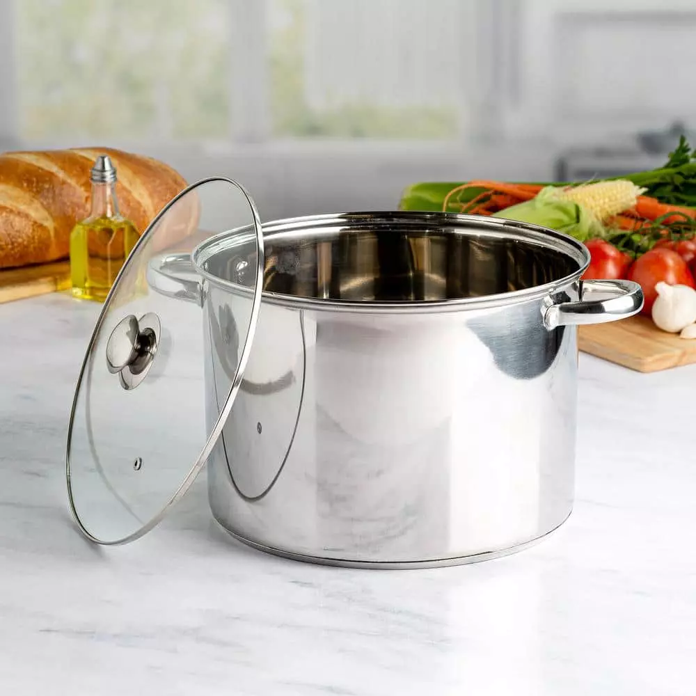 Pure Intentions 12 qt. Stainless Steel Stock Pot in Polished Stainless Steel with Glass Lid by Ecolution 3 Pure Intentions 12 qt. Stainless Steel Stock Pot in Polished Stainless Steel with Glass Lid by Ecolution