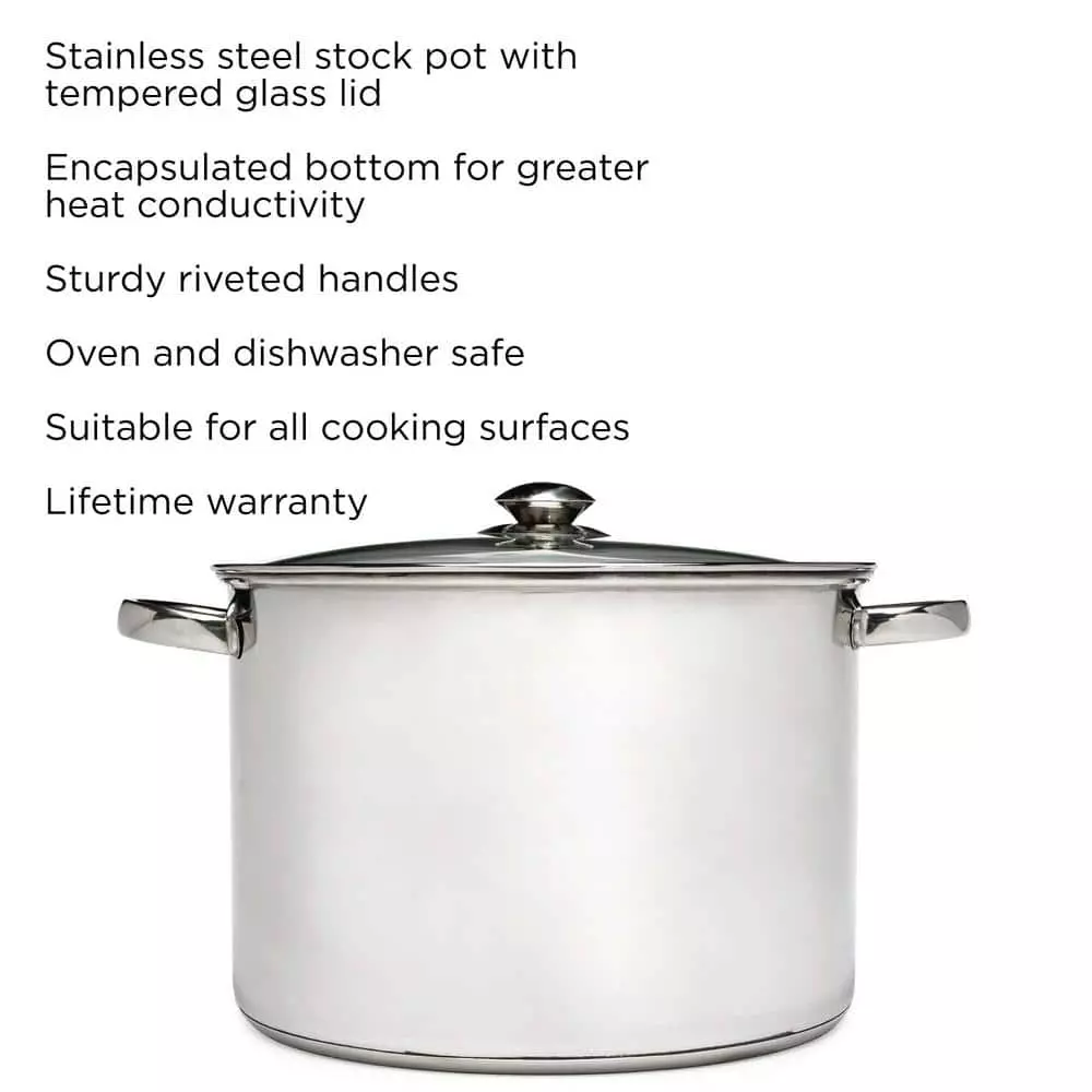 Pure Intentions 12 qt. Stainless Steel Stock Pot in Polished Stainless Steel with Glass Lid by Ecolution 4 Pure Intentions 12 qt. Stainless Steel Stock Pot in Polished Stainless Steel with Glass Lid by Ecolution - Image 2