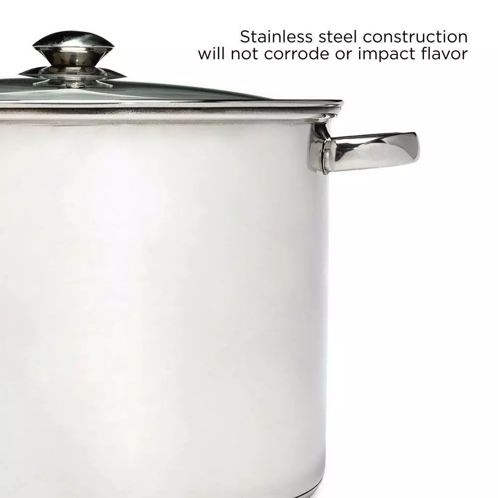 Pure Intentions 16 qt. Stainless Steel Stock Pot in Polished Stainless Steel with Glass Lid by Ecolution 6 Pure Intentions 16 qt. Stainless Steel Stock Pot in Polished Stainless Steel with Glass Lid by Ecolution - Image 4