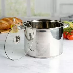 Pure Intentions 16 qt. Stainless Steel Stock Pot in Polished Stainless Steel with Glass Lid by Ecolution 15 Pure Intentions 16 qt. Stainless Steel Stock Pot in Polished Stainless Steel with Glass Lid by Ecolution -Cookware Sales Shop ecolution stock pots estl 4516 76 1000