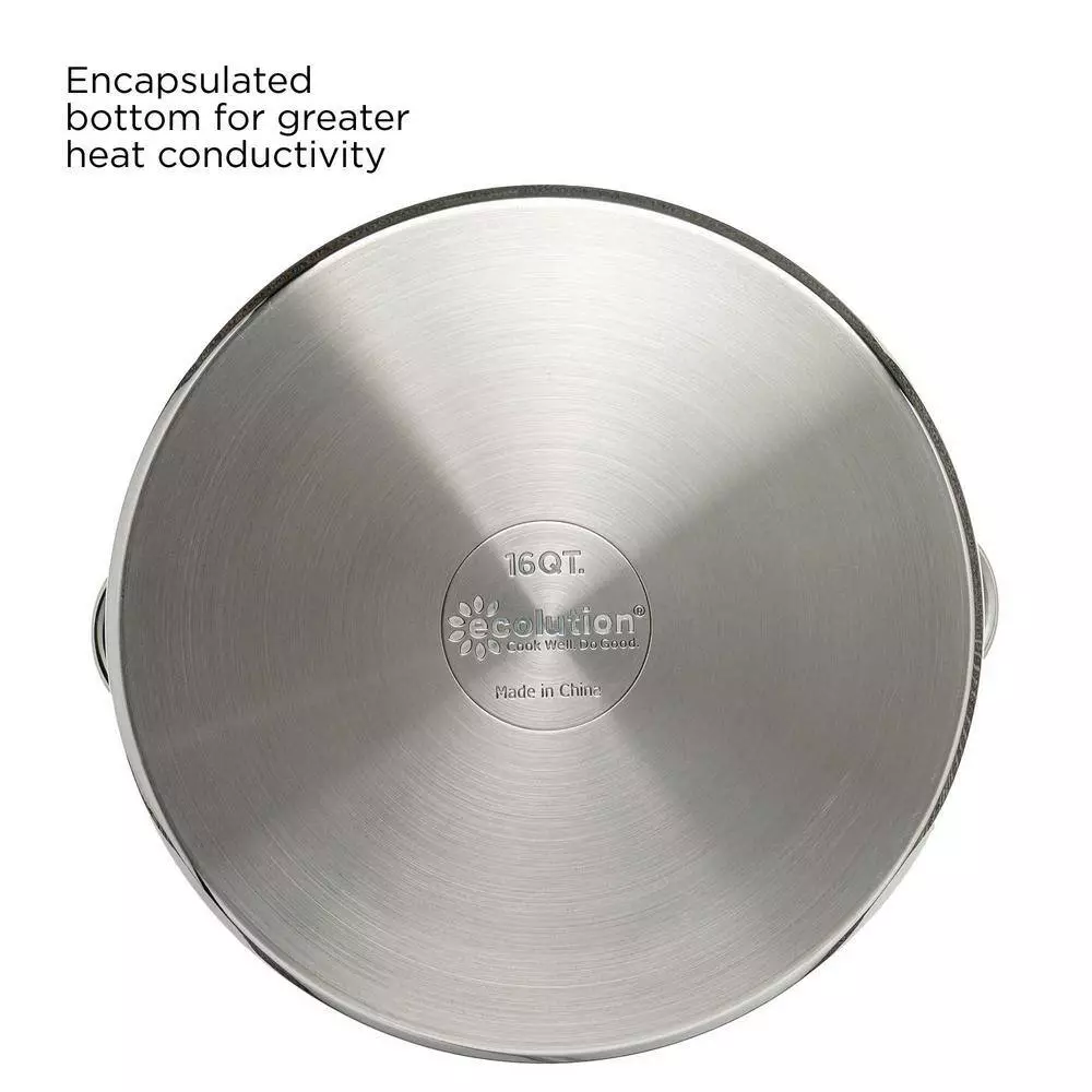 Pure Intentions 16 qt. Stainless Steel Stock Pot in Polished Stainless Steel with Glass Lid by Ecolution 8 Pure Intentions 16 qt. Stainless Steel Stock Pot in Polished Stainless Steel with Glass Lid by Ecolution - Image 6