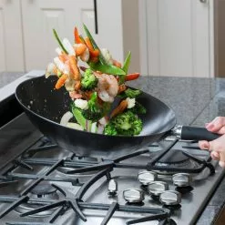 Hong Kong Chopstick House Aluminum Wok with Helper Handle by Ecolution -Cookware Sales Shop ecolution woks stir fry pans ehkb 9130 fa 1000