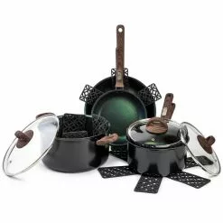 Satellite 12-Piece Aluminum Nonstick Cookware Set in Emerald by Unbranded
