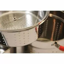 12 Qt. Stainless Steel Multi-Cooker Pasta Pot with Lid and Red Silicone Handles by ExcelSteel 15 12 Qt. Stainless Steel Multi-Cooker Pasta Pot with Lid and Red Silicone Handles by ExcelSteel -Cookware Sales Shop excelsteel stock pots 526 fa 1000