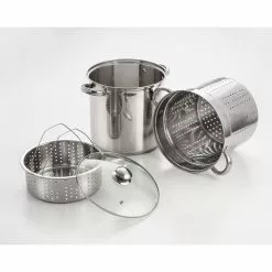 4-Piece 8 Qt. Professional 18/10 Stainless Steel Multi-Cooker with Lid by ExcelSteel