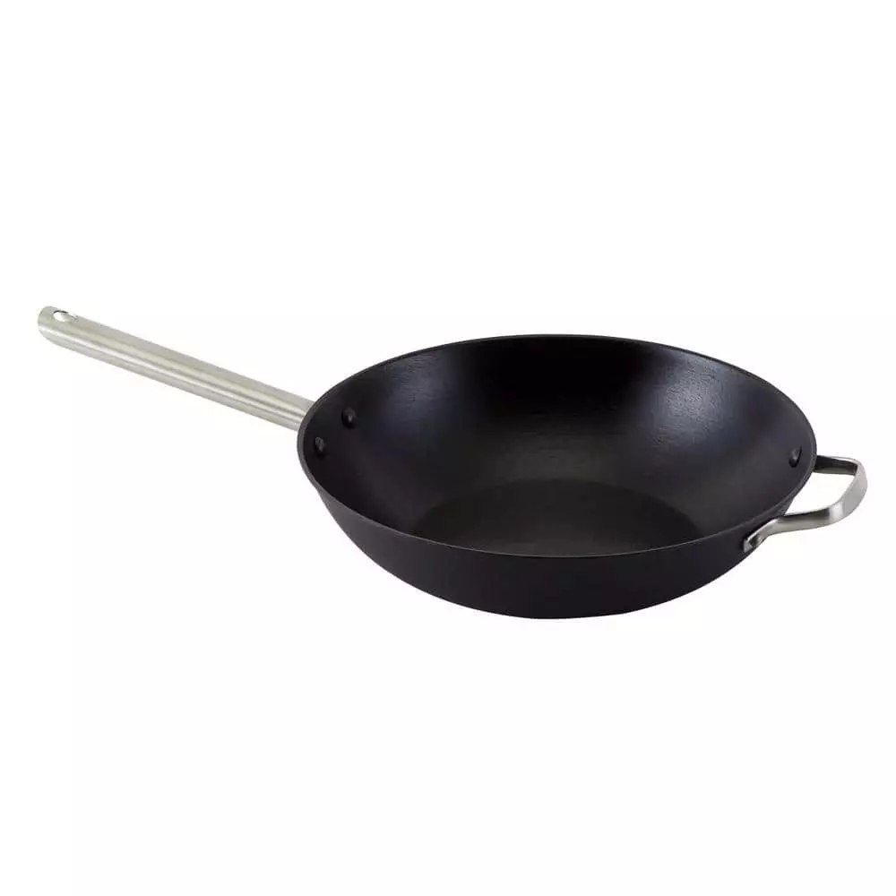 13 in. Cast Iron Chinese Wok with Assist Handle by ExcelSteel 4 13 in. Cast Iron Chinese Wok with Assist Handle by ExcelSteel - Image 2