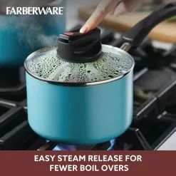 2 qt. Aqua Blue Farberware Smart Control Aluminum Nonstick 2-Saucepan with Lid -Cookware Sales Shop farberware sauce pans 22401 4f 1000