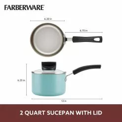 2 qt. Aqua Blue Farberware Smart Control Aluminum Nonstick 2-Saucepan with Lid -Cookware Sales Shop farberware sauce pans 22401 c3 1000