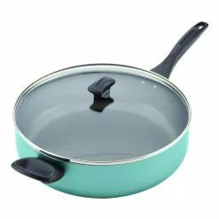 Dishwasher Safe 6 qt. Aluminum Nonstick Saute Pan in Aqua with Glass Lid by Farberware 12 Dishwasher Safe 6 qt. Aluminum Nonstick Saute Pan in Aqua with Glass Lid by Farberware -Cookware Sales Shop farberware saute pans 21946 44 1000