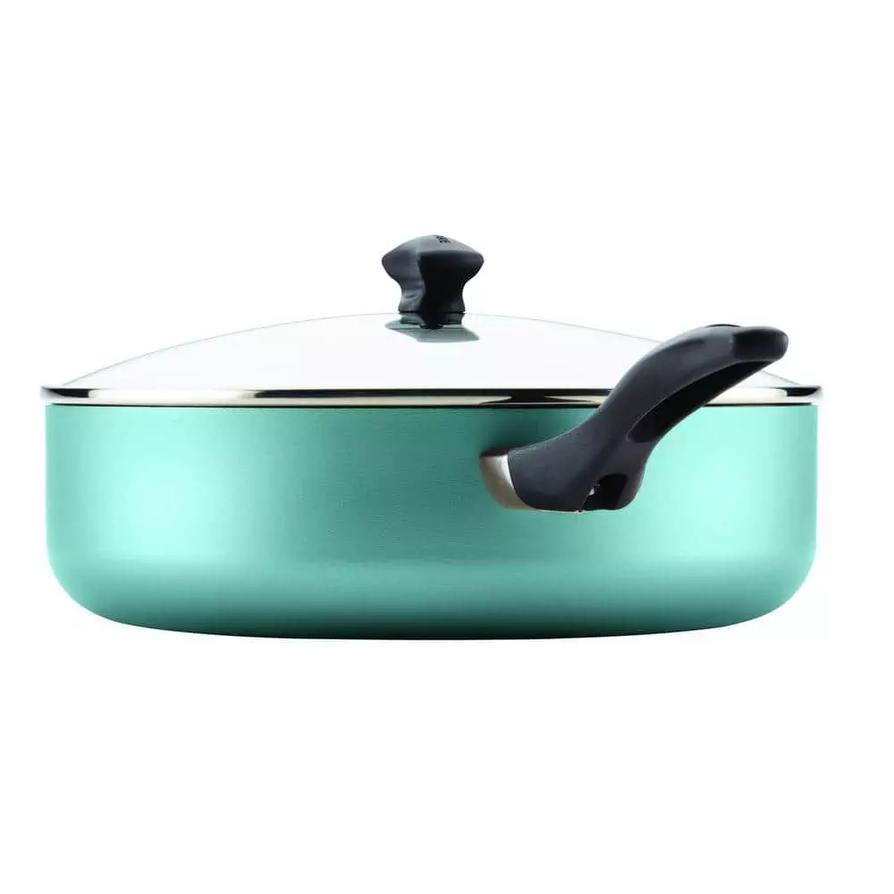 Dishwasher Safe 6 qt. Aluminum Nonstick Saute Pan in Aqua with Glass Lid by Farberware 5 Dishwasher Safe 6 qt. Aluminum Nonstick Saute Pan in Aqua with Glass Lid by Farberware - Image 3