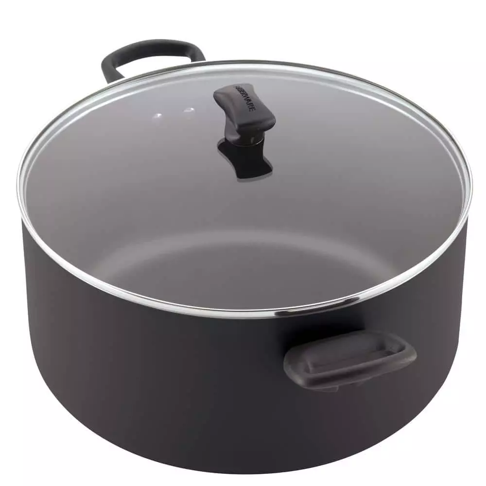 Dishwasher Safe 10.5 qt. Aluminum Nonstick Stock Pot in Black with Glass Lid by Farberware 3 Dishwasher Safe 10.5 qt. Aluminum Nonstick Stock Pot in Black with Glass Lid by Farberware
