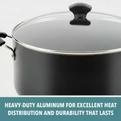 Dishwasher Safe 10.5 qt. Aluminum Nonstick Stock Pot in Black with Glass Lid by Farberware 18 Dishwasher Safe 10.5 qt. Aluminum Nonstick Stock Pot in Black with Glass Lid by Farberware -Cookware Sales Shop farberware stock pots 16355 76 1000