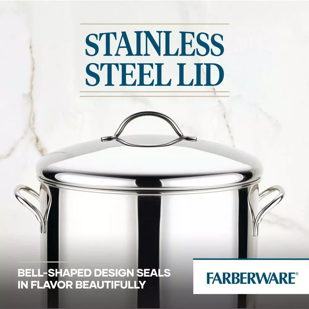 Classic Series 12 qt. Stainless Steel Stock Pot with Lid by Farberware 6 Classic Series 12 qt. Stainless Steel Stock Pot with Lid by Farberware - Image 4