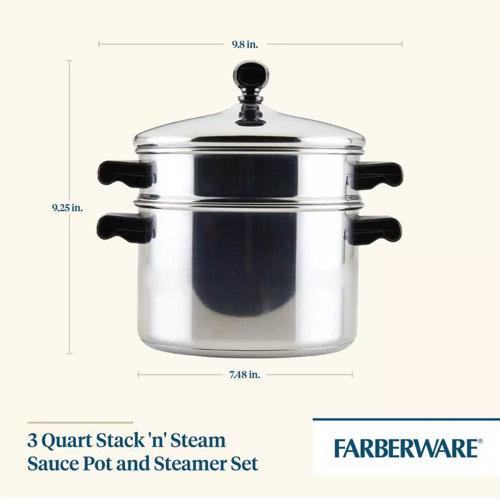 Classic Series 3 qt. Stainless Steel Stack N Steam Sauce Pot by Farberware 4 Classic Series 3 qt. Stainless Steel Stack N Steam Sauce Pot by Farberware - Image 2