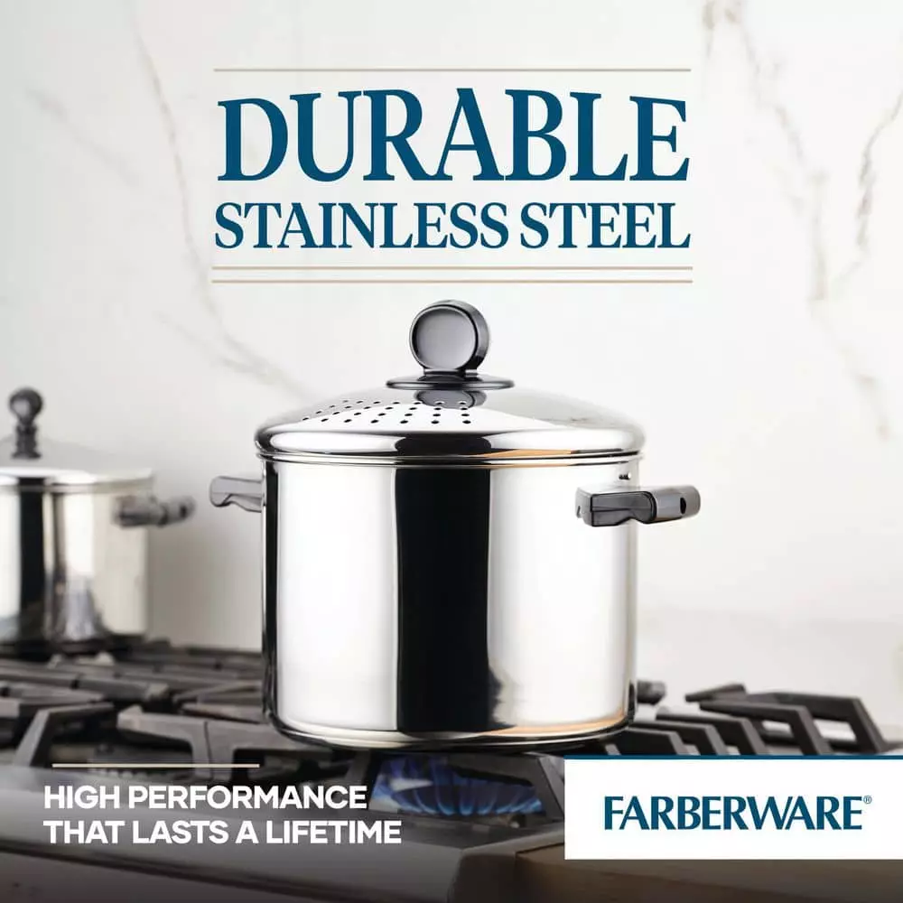 Classic Series 8 qt. Stainless Steel Stock Pot with Lid by Farberware 6 Classic Series 8 qt. Stainless Steel Stock Pot with Lid by Farberware - Image 4