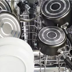 Cookstart 12.25 in. Aluminum DiamondMax Nonstick Wok with Lid, Pewter by Farberware