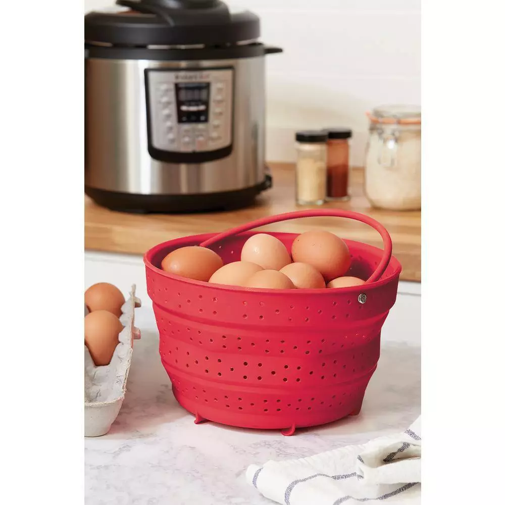 6 Qt. Red Collapsible Silicone Steamer Insert for Instant Pot by Fox Run 9 6 Qt. Red Collapsible Silicone Steamer Insert for Instant Pot by Fox Run - Image 7